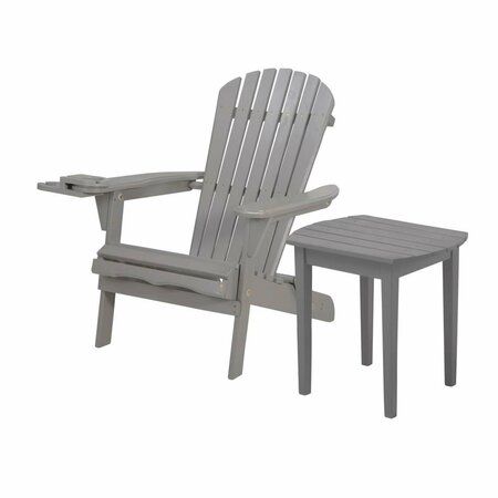 BOLD FONTIER 35 x 32 x 28 in. Foldable Chair with Cup Holder & End Table, Dark Gray BO3278670